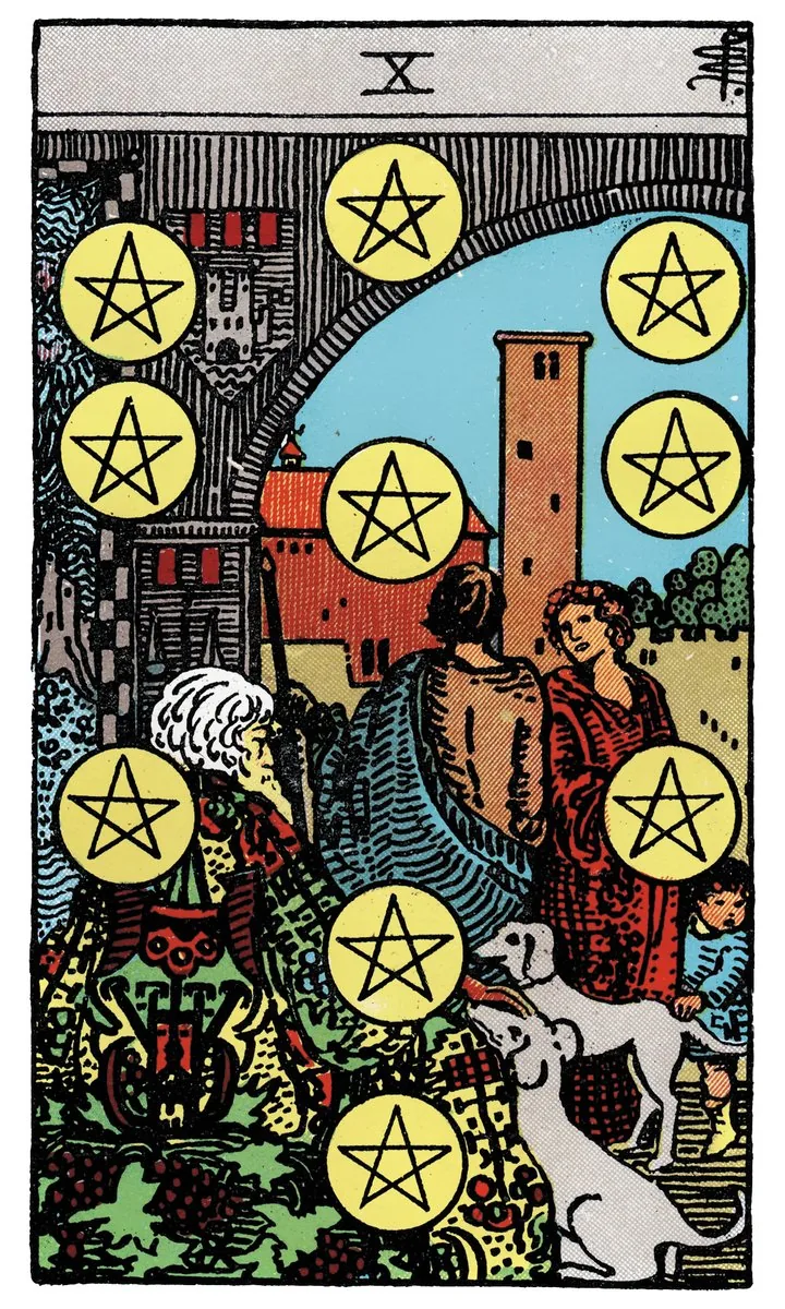 Tarotkarte Zehn der Münzen